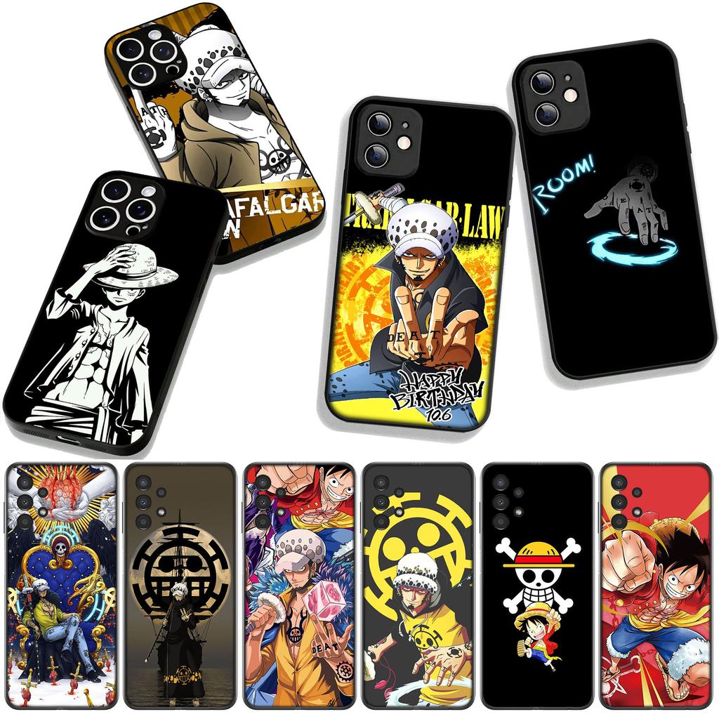 for Samsung Galaxy A25 A37 A57 A12 A14 A50 A51 A70 A71 A72 A21S A04 M15 Note 20 9 8 10 Case One Piece Trafalgar Water Law Luffy