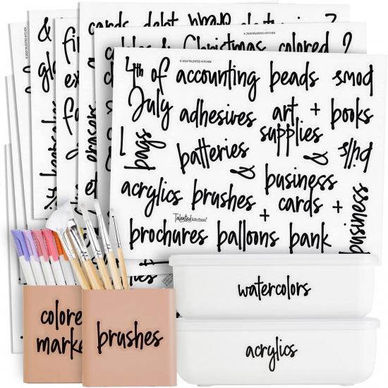 Talented Kitchen Office & Craft Stickers - 212 Pack, Black Water-Resistant Vinyl - Home & Office Organization - Classroom & School Supplies