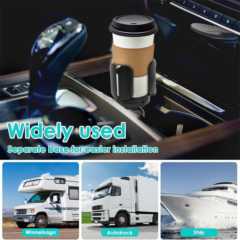 Getränkehalter-Expander fürs Auto, Schwarz, universeller Getränkehalter fürs Fahrzeug, Aufbewahrungszubehör fürs Auto, kompatibel mit 2,65 bis 5,5 Zoll Wasserflaschen