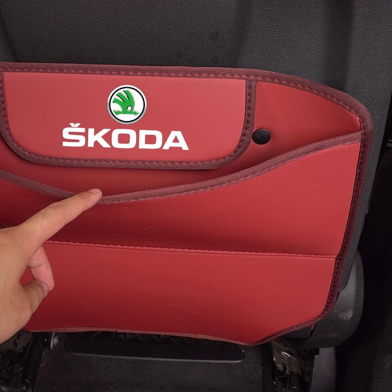 2026 Hot Car Seat Back Anti Kick Cover Leather Protector Pad For Skoda Fabia Superb Yeti Octavia Rapid Kodiaq Mk3 A4 A6 A7 2 3 A