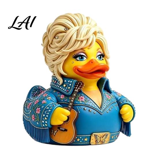 Colorful Rhinestone Duck Decorations Charming Novelty Ornament Musical Theme with Guitar Creative Music Inspired Figurines Decor Decorative