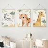 Jungle Animals Canvas Poster Lion Zebra Elephant Canvas Print Painting Decor Kids Bedroom Wall Art Print Pictures Nursery Decor