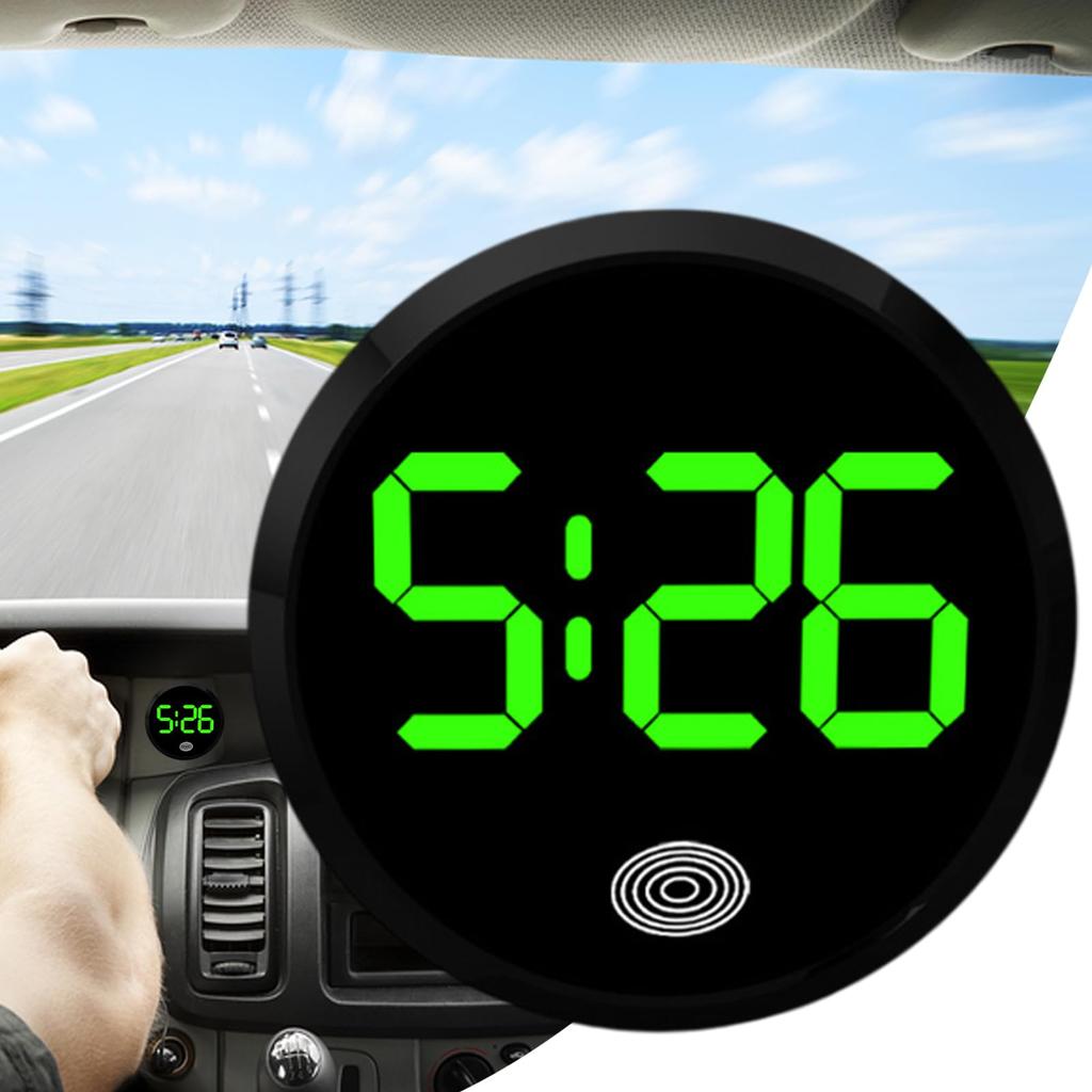 Small Dashboard Digital Clock - Mini Round Touch Control Digital