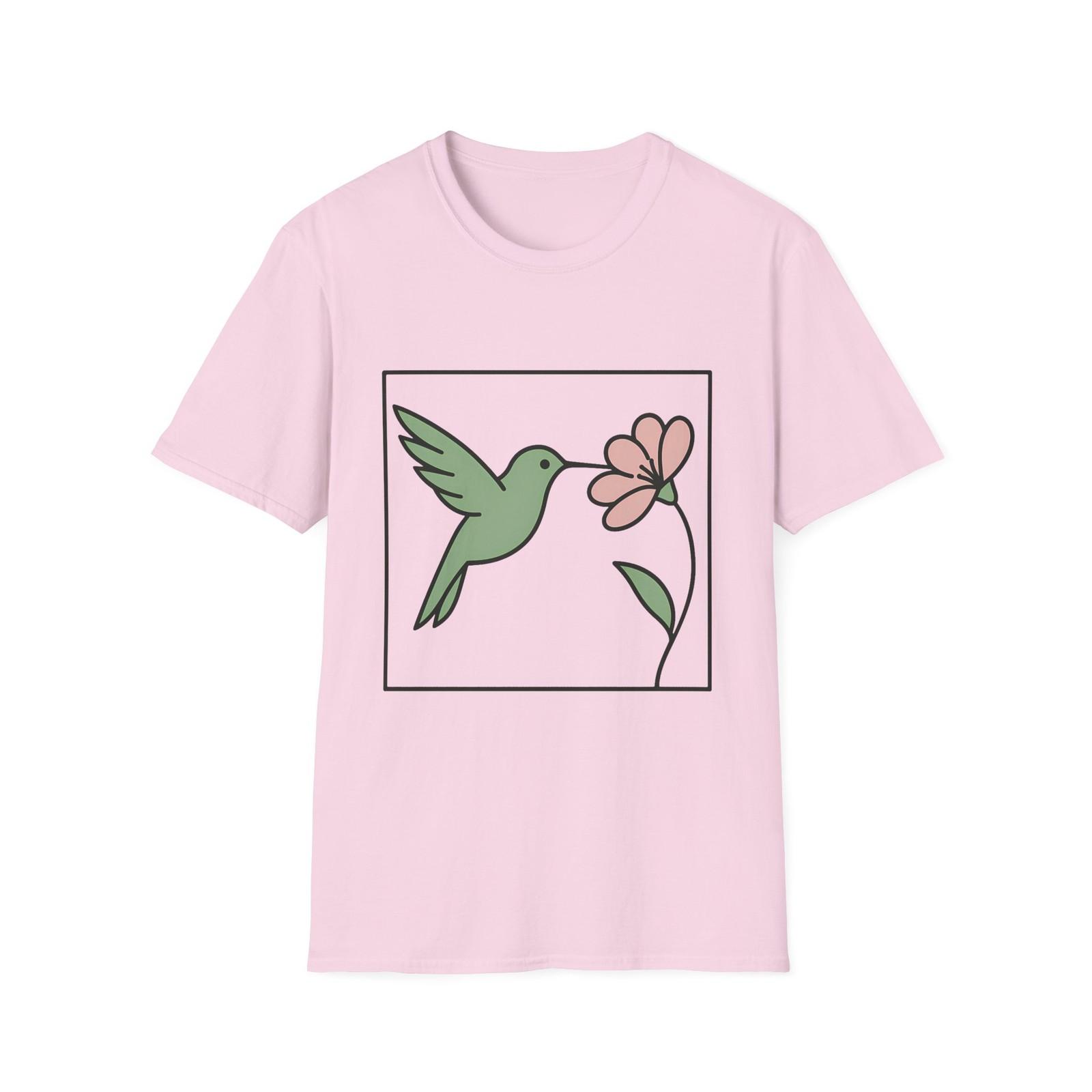 Unisex Softstyle Hummingbird Flower T-Shirt Mens Womens Tees Top | Nature S