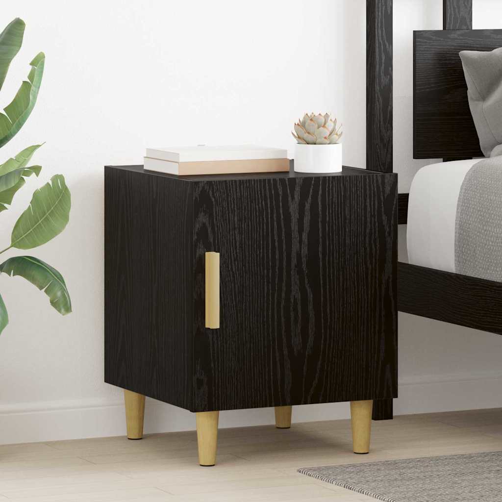 Nightstand Black Oak Effect 40 x 40 x 50 cm Wood Based Material