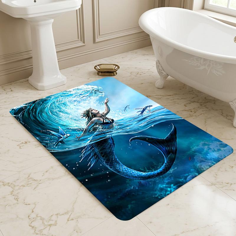 Mermaid Fantasy Living Room Nonslip Area Rug Soft Carpet For Bedroom Game Playroom Sofa Office Home Decor Doormat Christmas Gift