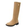 2025 New Knight Boots Matte Suede British Style Round Head Low Heel Niche Thin Boots But Knee Fashion Boots