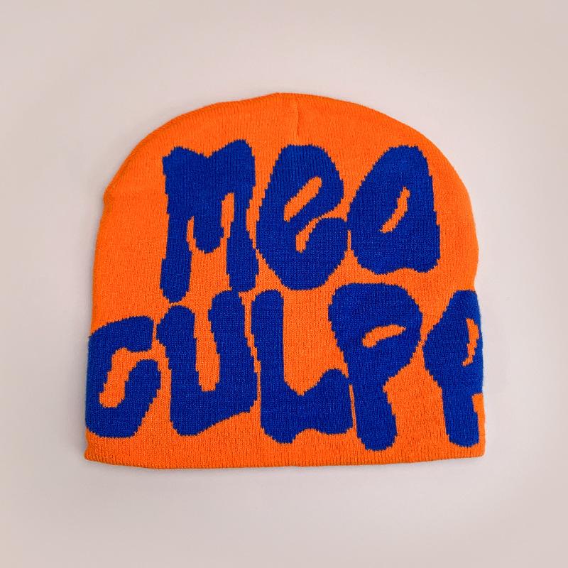 Cross-Border Wind Letter Jacquard Knitted Hat For Men And Women, Warm Contrasting Color, Hip-Hop Street Pullover Hat