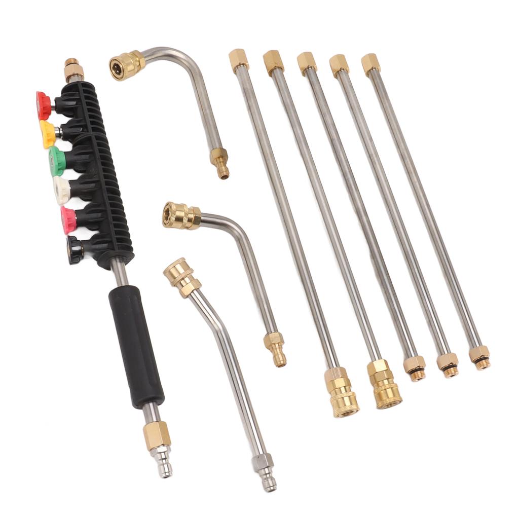 Pressure Washer Extension Wand 5 Straight Rod 3 Curve Rod Set Power Washer Lance with 6 Nozzles