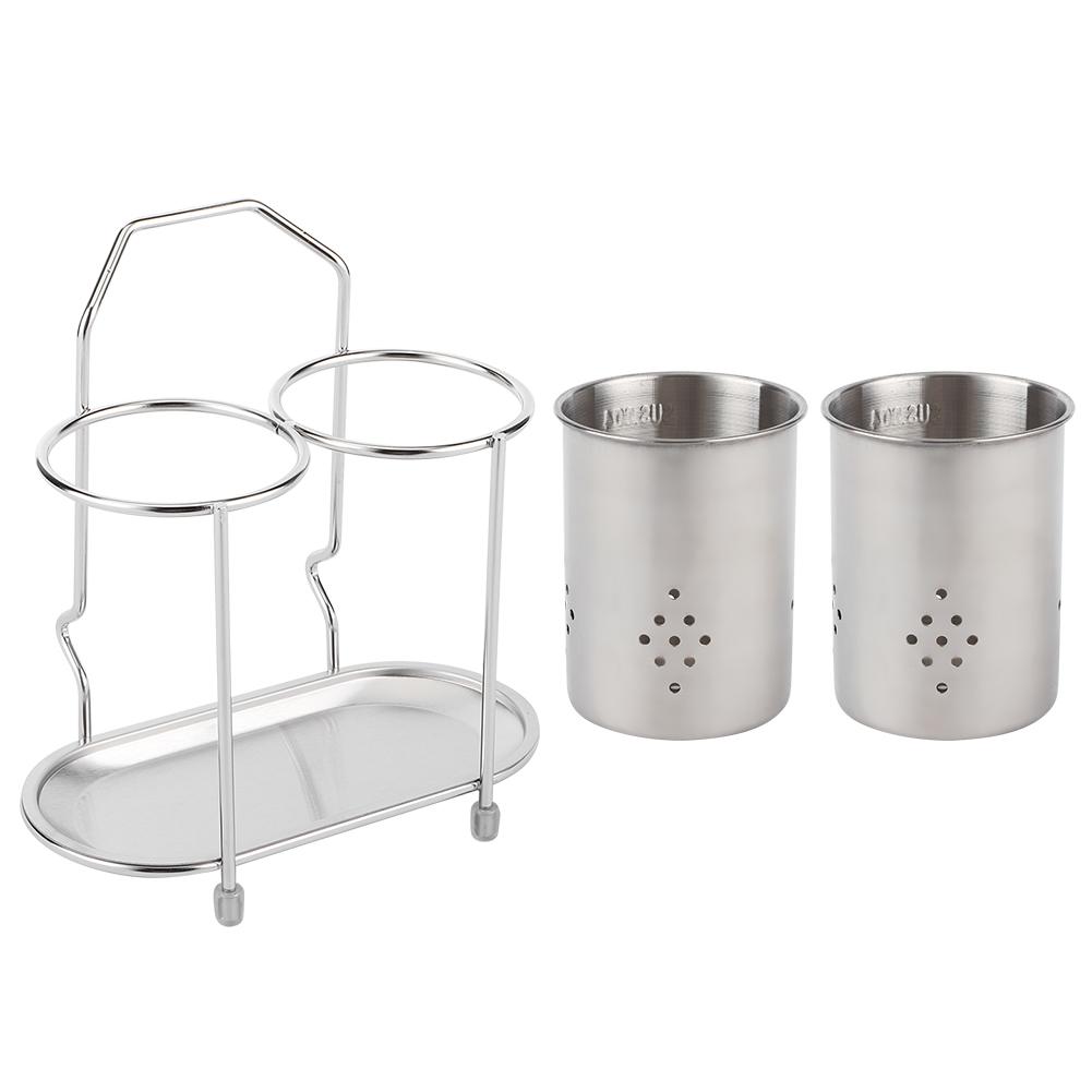 WallMounted 304 Stainless Steel Chopsticks Spoon Storage Drain Rack Basket Kitchen Utensils