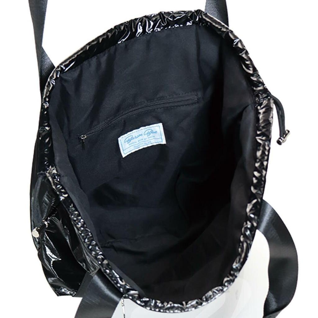 [Barcos Blue] Drawstring Bag, Lightweight Tote Bag, Nylon Bag, Fits A4 Size, Easy to Use, Silver