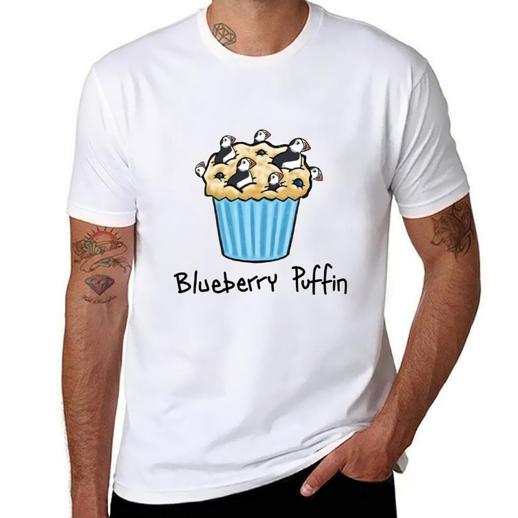 Blaubeer-Papageientaucher T-Shirt Atmungsaktives Workout Kurzarmtop