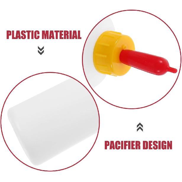 Yardwe 5 Sets 400ml Plastic Goat Nipple and Bottle Kit for Feeding Baby Goats, Lambs, Puppies - Small Animal Milk Bottle with Scale