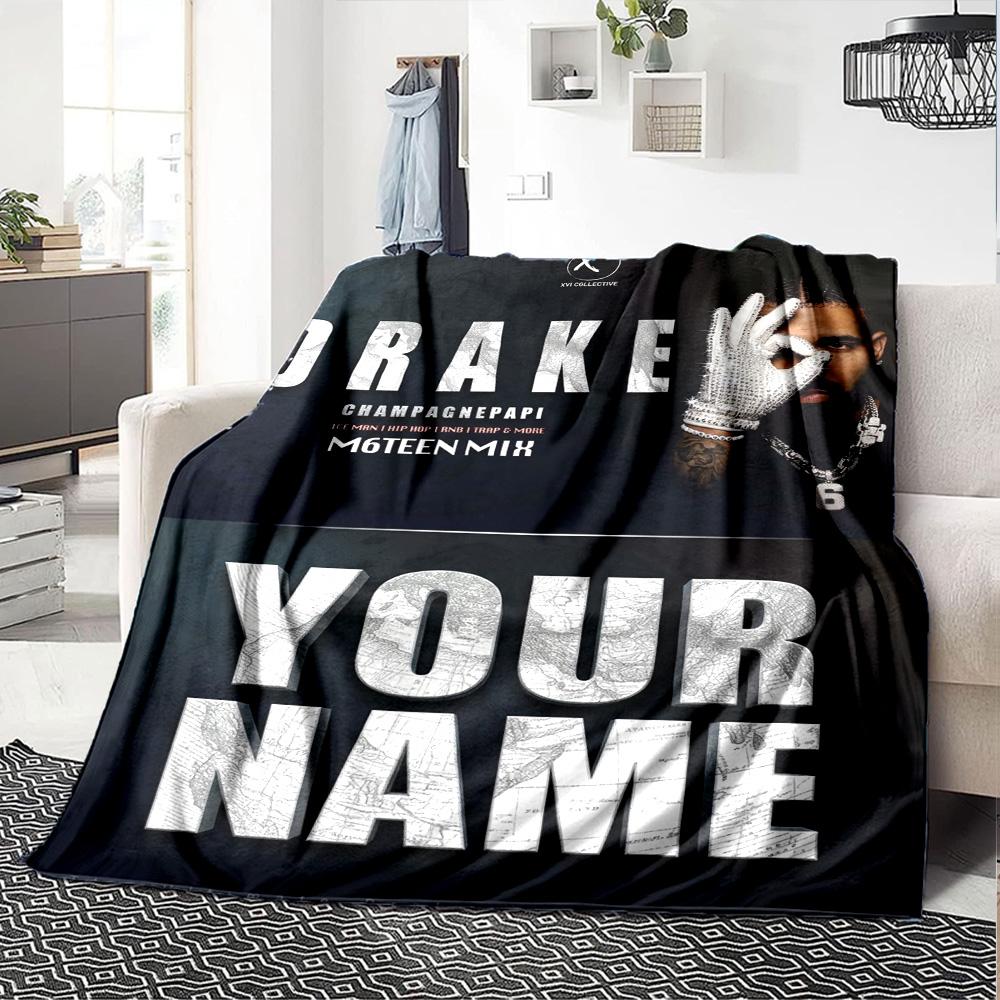 Name Custom Drake Print Flannel Blanket High Quality Warm Comfortable Cover for All Seasons Perfect for Gifts Home Decor
