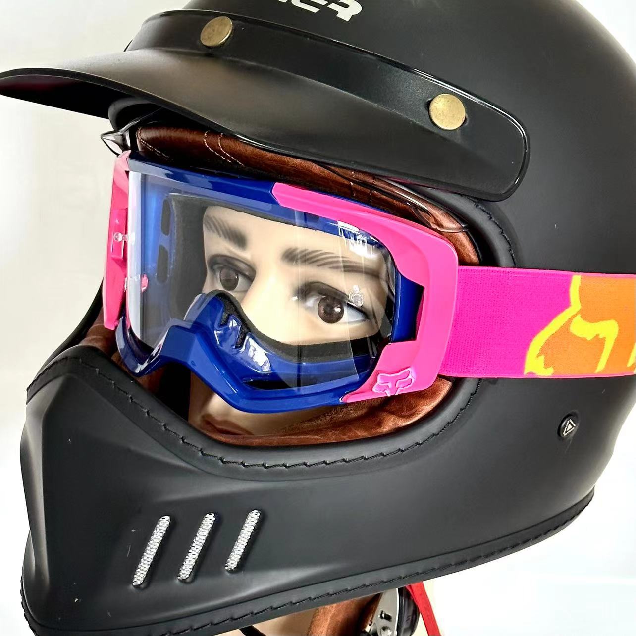 

Солнцезащитные очки нового стиля для спорта на открытом воздухе, спуска по бездорожью, езды на мотоцикле, ветрозащитные, песчаные, антибликовые, для шлема FOX—2 Pink blue transpa