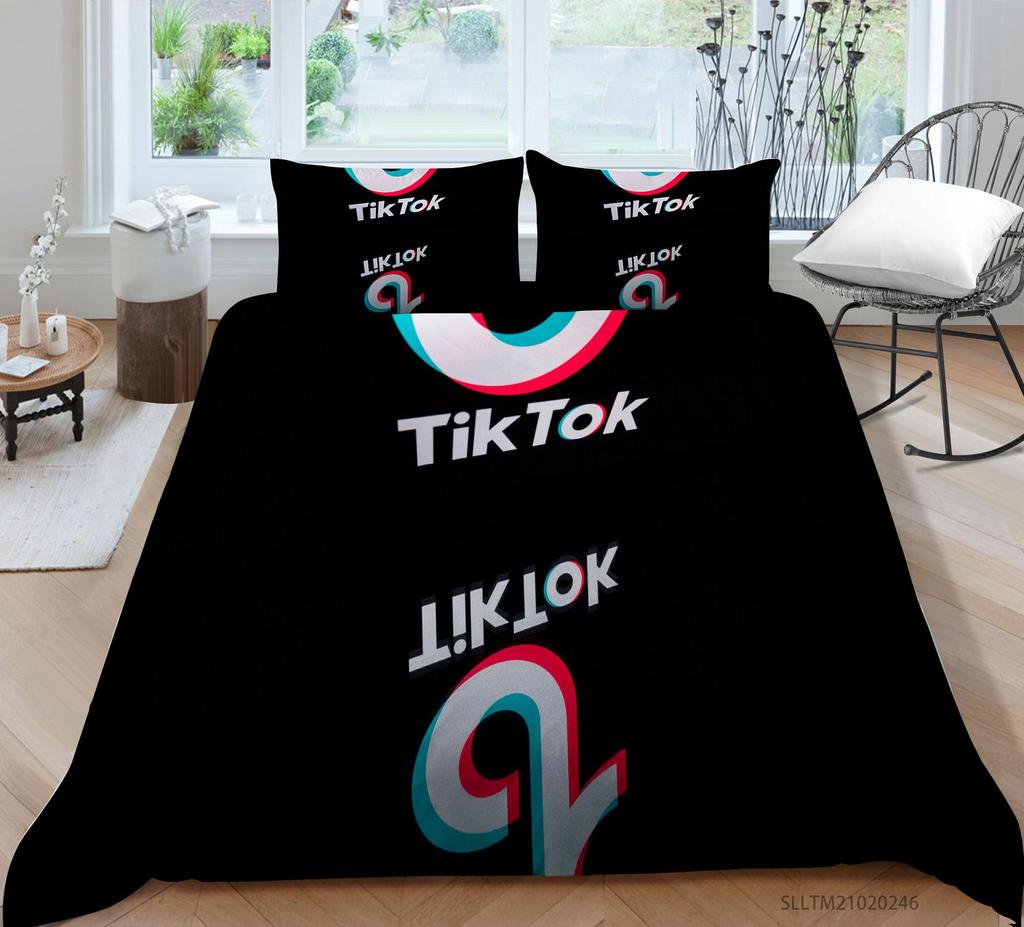 Nytt mote Tik Tok-dynetrekk mykt hjemmesengesett med putetrekk tegneseriefigurer Trykt sengetøytrekk med putevar