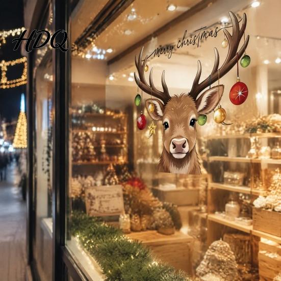 Removable PVC Wall Art Christmas Elk Toilet Seat Cover Sticker Cartoon Reindeer Lid Waterproof Glass Stickers Decal Self-Adhesive Bathroom