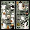 Clear Pattern Window Decal 6 Sheets Halloween Clings, Spooky Ghost Pumpkin Bat Decorative Film Sticker, Reusable Static Glass Decals for Holiday Party
