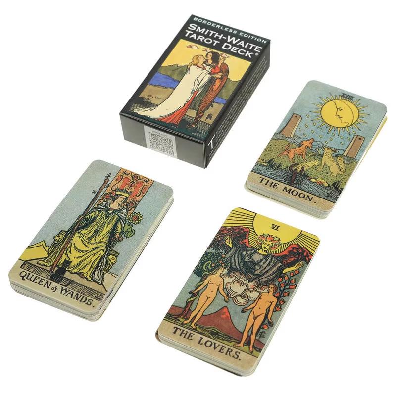 Full English Borderless Edition Smith-Waite Tarot Cards GamePortable Friend Party Playing Board Game Cards 4P