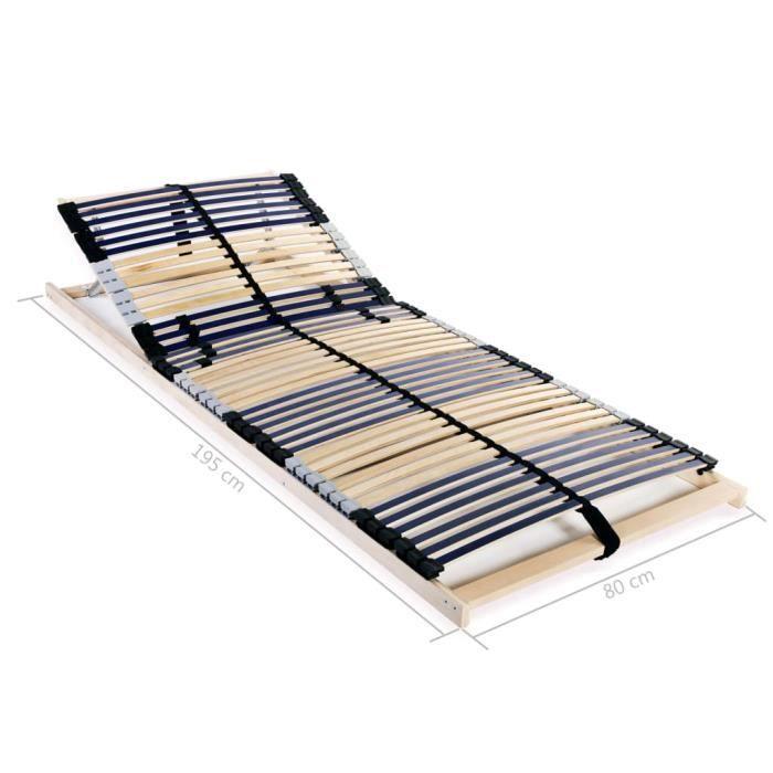 VidaXL Sommier à lattes avec 42 lattes 7 zones 80 x 200 cm