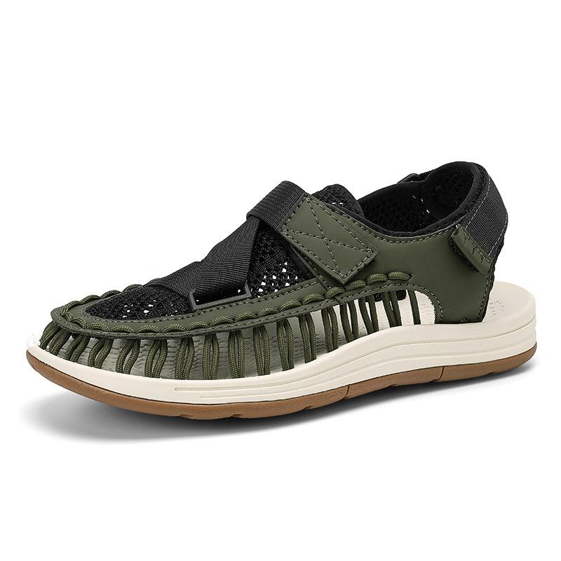 Fashion Sandals for Men Fashion Handmade Woven Sandals Summer Breathable Mesh Sandals Mens Casual Sports Sandal Non-Slip Beach Sandalias