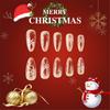Medium Almond Christmas Press On Nails Glitters Design Full Cover Glossy Acrylic Nails False Nail Decoration 24pcs