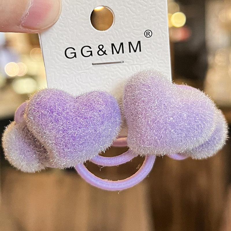 

2 шт. Новые милые красочные бархатные заколки для волос в форме сердца для принцессы, детские эластичные резинки для волос, детские резинки для волос, аксессуары для волос для девочек фиолетовый