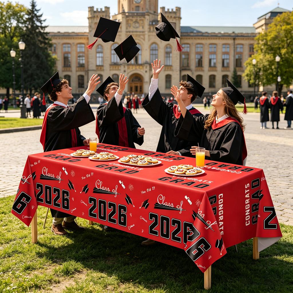 1 Graduation Theme Tablecloth For Graduation Party Decoration, 100*140cm
