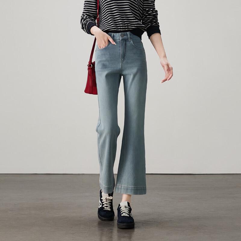 SOFSIL Women s High-Waist Slim Fit Flared Cropped Jeans 30/XXL