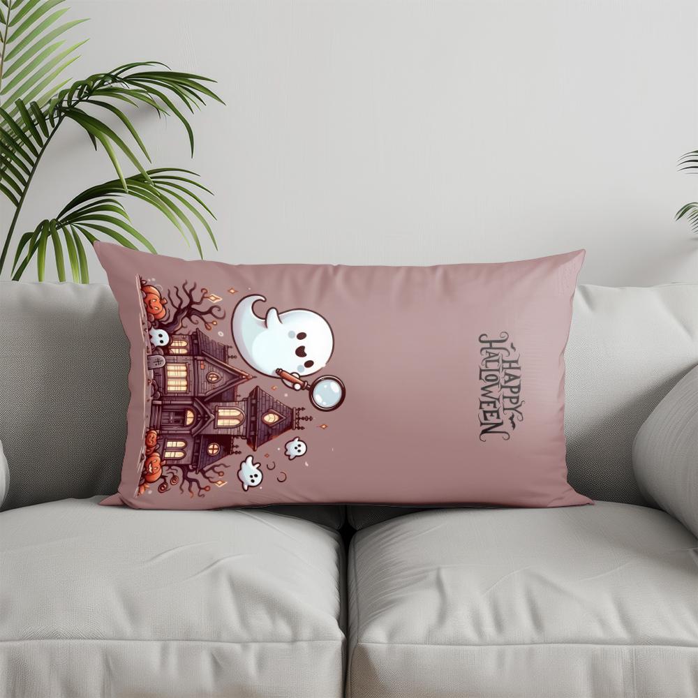 Home Decor Cute Ghost Halloween Pillowcase Suitable For Sofa Bedroom Car Pillow Cover Cushion Rectangular Back Cushion