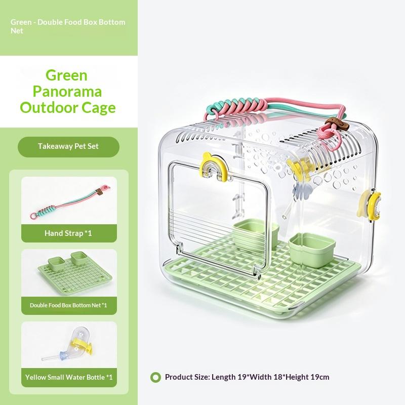 Lightweight Portable Bird Travel Cage Transparent Easy Clean Parrot Carrier for Parakeet Vet Transportation
