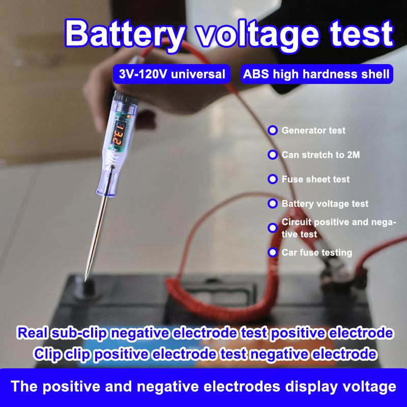5V-120V Car Tester Pen Voltage Circuit Test Dc Digital Display Electric Pen Probe Pen Auto Diagnostic Tools 2V 12V 24V 48V