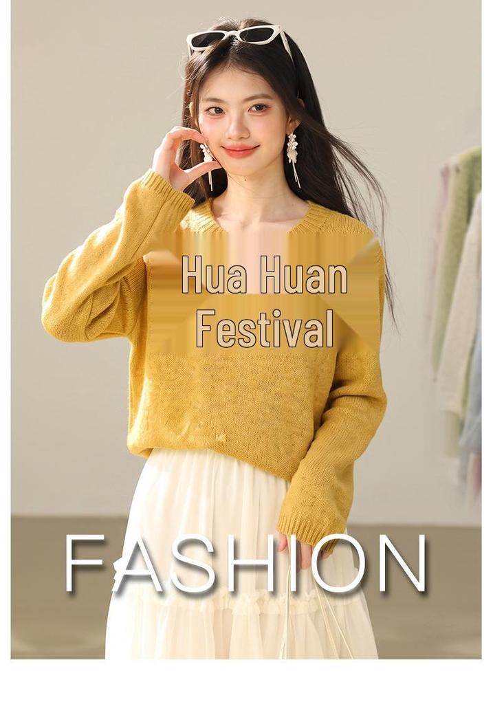2026 Autumn/Winter French Chic Thick Knit Sweater - Women's Soft Layered Top