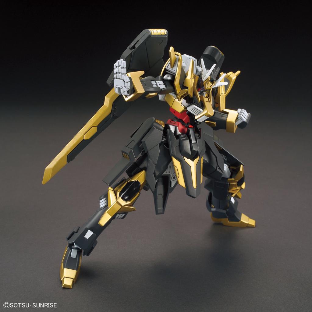 Plastikový model HGBF Gundam Build Fighters AR Gundam Schwarzritter v měřítku 1/144, barevně kódovaný.