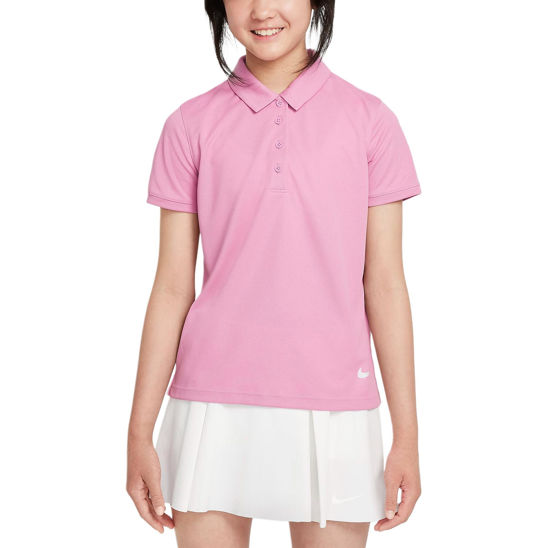 

Nike Dri-FIT Victory Golf Lightweight Breathable Short Sleeve Kids Tops Magic-Flamingo White DN1967-646 L