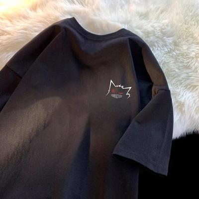 Short Sleeve T-shirt Men's Fashion Brand Summer Loose Half Sleeve 2024 New Internet Celebrity Fashion Ins Simple Printed Top