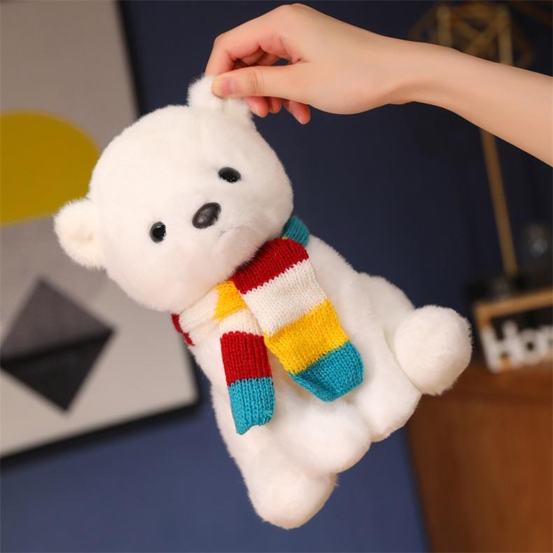 Cute Little Bear Doll Bib Teddy Plush Toy Polar Bear 8 Inch Machine Doll Children's Bed Rag Doll