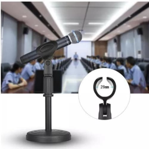 Desktop Microphone Stand with Microphone Holder, Adjustable Height, Black, Compact, Simple Design for Meetings and Speeches (1 Black Item)