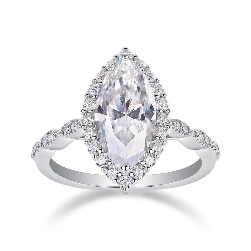 Hip Hop Sterling Silver Ladies Ring, Horse Eye Women's Ring Silver Horse Eye Special Shaped Moissanite Silver Ring Women