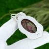 Memorial Day Deal Oval Rhodonite Stone Sterling Silver Engagement Bezel Pendant