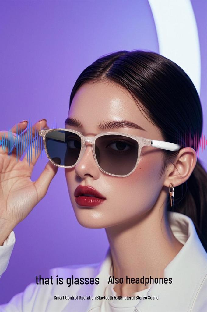 Smart Bluetooth Polarized Sunglasses with UV Protection, Anti-Blue Light, Music & Call Features, Transparent, Replaceable Lenses