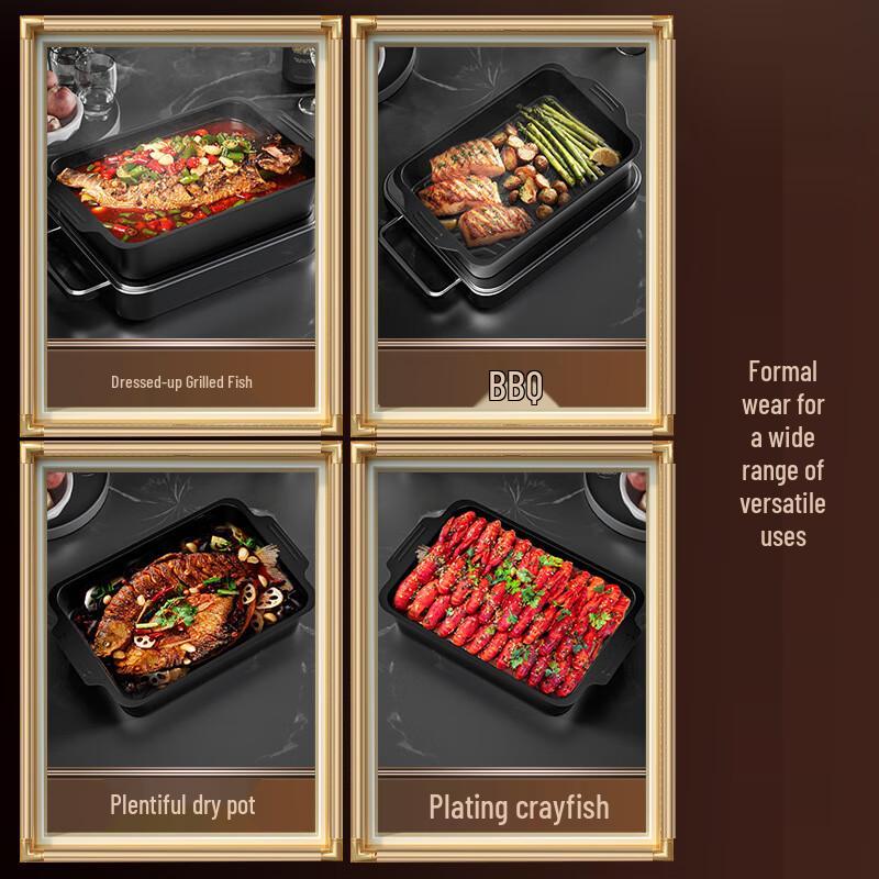 HUIHUADU Non-Stick Carbon Steel Roasting & Fish Pan