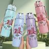 1PC Vintage Gas Oil Western Print 750ml Colorful Plastic Sports Water Bottle Leakproof Pop Up Lid with Straw for Outdoor Work Home Use