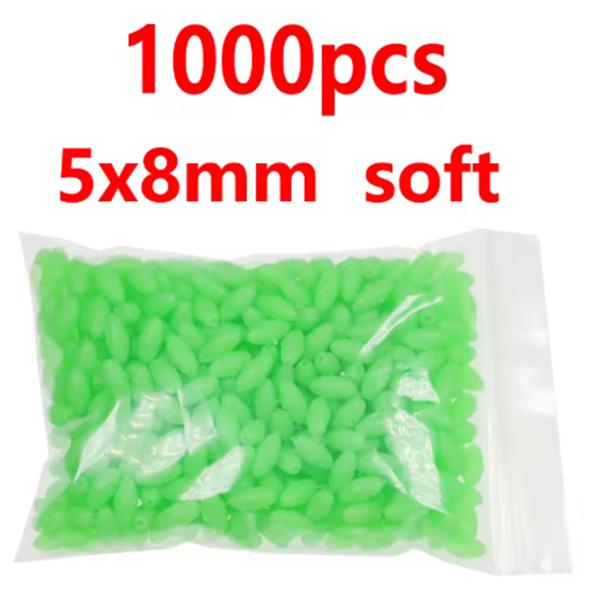 1000/3000PCS Wholesale Red Green Oval Soft Rubber Luminous Fishing Beads Glowing Sink Beads For Fishing Rigs Fishing Lure Tackle