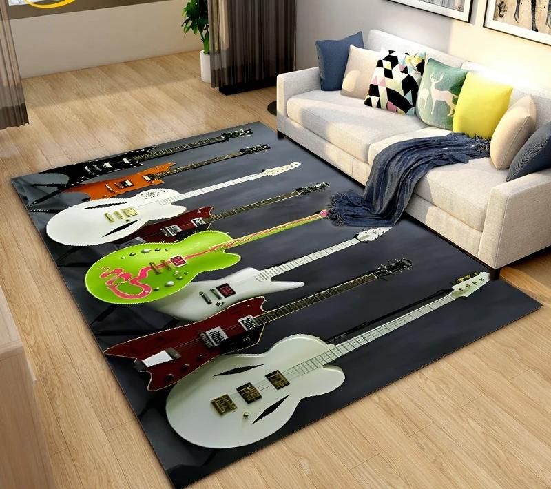 Klassische E-Gitarre Bass Teppich Schlafzimmer Zuhause Weiche Matte Waschbar Wohnzimmer Dekoration Flur Ankleidezimmer Couchtisch Teppich