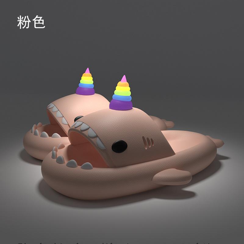 

Милые тапочки-акулы Женские Мужские Летние Туфли на платформе Светящиеся ночью DIY Аксессуары Комнатные Пляжные Шлепанцы Для влюбленных Домашние Уличные Тапочки 36-37 розовый