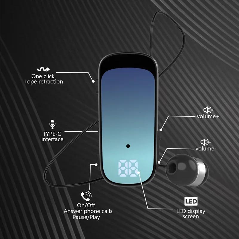 Lavalier Business Bluetooth 5.2 Headphone Call/Music 20H Noice Cancelling Wireless Earphone Vibrate Remind Headset Sport Earbuds