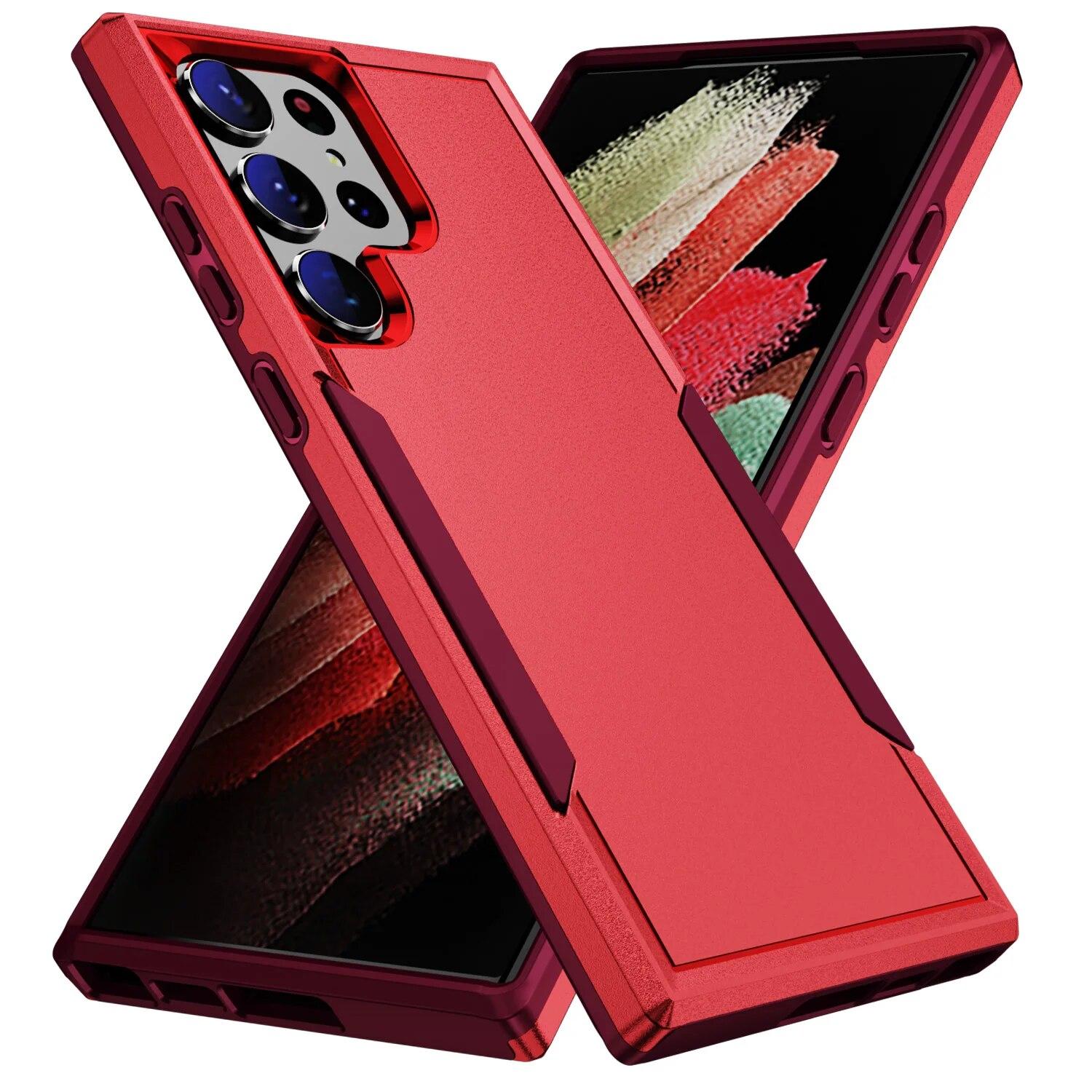 Противопыльный противоударный чехол для Samsung Galaxy S24 Ultra S23 Plus S22 S21 S20 FE 5G, защитный защитный чехол от падения Samsung s24 ultra красный