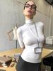 Y25TP032 Women's Solid Color High Neck Short Sleeve Bodycon T-Shirt for Spring/Summer