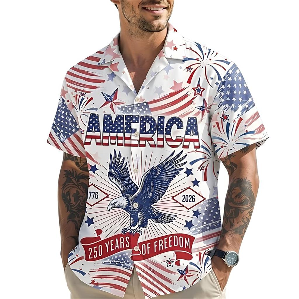 Men's Casual Short-Sleeve Collared Shirt For Spring/Summer